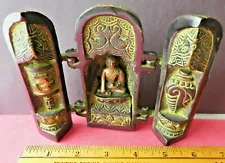 Oriental Bronze Buddha Portable Folding Travel Shrine Buddhist Collectible Altar