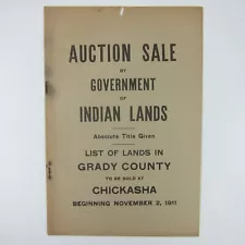 1911 Indian Lands Auction Sale Catalog Grady County Oklahoma Chickasaw Nation