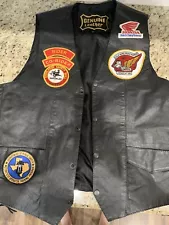 Vintage Genuine Leather Motorcycle Biker Vest Patches XL