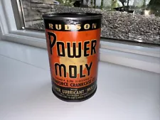 Vintage Metal Oil Can Rudson Crankcase Power Moly Paper Label FULL