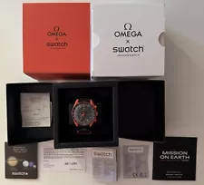 OMEGA X SWATCH MISSION ON EARTH LAVA MOON WATCH -NEW W RECEIPT SHIP FAST FROM US