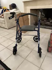 Drive Medical 4-Wheel Rollator Walker With Seat & Removable Back Support - Blue