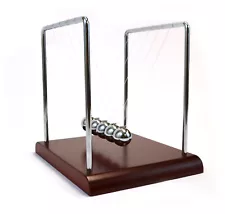 Advanced Newton's Cradle with Red Wood Base, 4.3 g Ni Plated Steel Balls