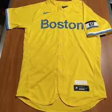 Nike Authentic Rafael Devers Boston Red Sox City Connect MLB Jersey Yellow 44