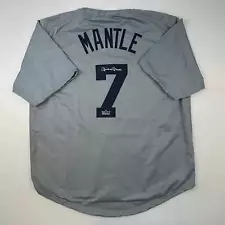 Facsimile Autographed Mickey Mantle New York Grey Reprint Jersey Size Men's XL