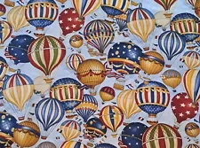 1 Yard Mixed Hot Air Balloons BTY Fabric Print 100% Cotton Sewing Balloon