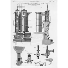 Powell's Compound Beam Engine 2 x Antique Print 1878