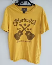 Martin & Co Exclusively For Lucky Brand Yellow Graphic Tee Men’s Size M Guitar