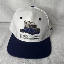 Vintage Freightliner Century Class Trucker SnapBack Hat Cap White Navy 1996 Mens