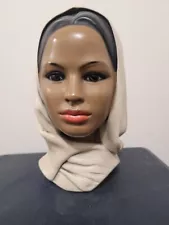 Vintage Marwal Chalkware Bust Middle Eastern Woman with Scarf 60s Pakistan Hijab