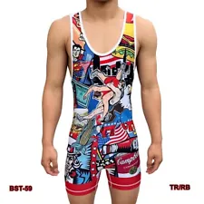 TRI-TITANS Merica Full Color Reversible Wrestling Singlet Youth L: 60lbs-75lbs