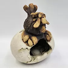 Vintage 1970s Todd Warner Hatched Chicken Chick Egg Sculpture Art Pottery 1979