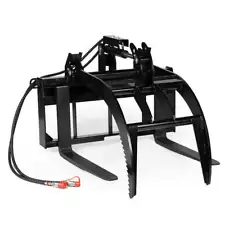 Titan Attachments Hydraulic Skid Steer Pallet Fork Grapple Attachment V2 with 48