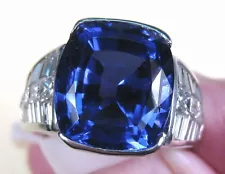 CUSTOM AAAA TANZANITE & VS DIAMOND RING 10.38 CTW size 6 - PLATINUM