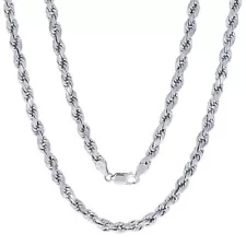 14K White Gold 1.5mm-5mm Diamond Cut Rope Chain Necklace Mens Womens 14"-30"