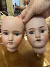 Antique German Bisque Doll Heads - Heinrich Handwerck Sleep Eyes Lot Of 2