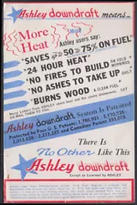 The Ashley Downdraft Wood Stove sales folder Columbia SC c 1941