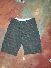 SALE NEW Element Black & Tan Micro Check Plaid CUT-OFF Surfer Shorts Size 306