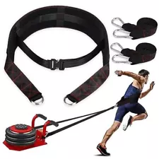 Sled Pulling Belt, Weight Sled for Tire Pulling with 2 Straps & 4 Hooks,