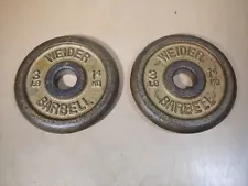 Vintage Weider Gold 3 Lb / 1.4kg Standard Weight Plate Cast Iron (Two Plates)