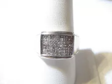 NOT SCRAP! 14K WHITE GOLD MEN'S DIAMOND RING W/ 84 PRINCESS CUT DIAMONDS-8.3 GR.