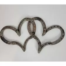 Handmade Horseshoe Metal Art Intertwined Heart Shape Rodeo Rustic Home Decor