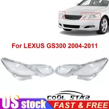 Pair Headlight Lens Cover Shell Clear Glass For 2004-2011 Lexus GS300 350 450h