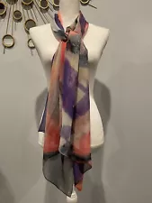 Artisan Made Multi Colored Hand Painted Silk Chiffon Scarf