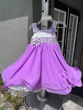 Pageant Dress Girl Formal Beauty Toddler Babydoll Bling Purple White Crowning