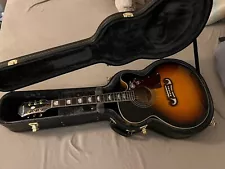 Epiphone Ej200ce Acoustic Electric Guitar With 2 Sets Of New Strings