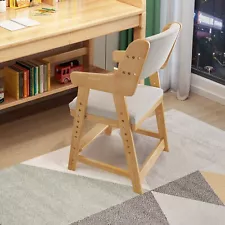 Wooden High Chair Adjustable for Toddlers Teens Kids Dining Study Chair