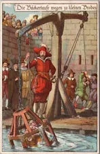 1910s German Medieval TORTURE Postcard Dunking the Baker for Making Little Bread