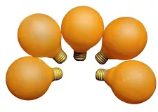 5 Antique Original AMBER 3" Bulbs for Art Deco Vintage Chandeliers and Sconces