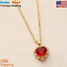 Women Necklace Heart Pendant & Chain 18K Gold Plated Jewelry For Gift Sale