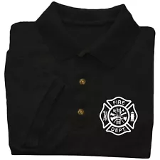 Fire Dept polo shirt firefighter fireman firemen collared uniform costume