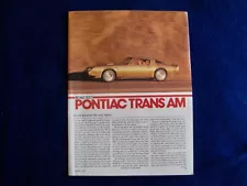 1979 PONTIAC TRANS AM WS6 - ORIGINAL ROAD TEST - EXCELLENT CONDITION