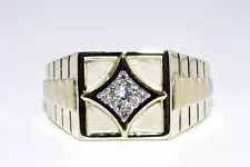 $2,200 10K YELLOW GOLD .13CT MENS NATURAL ROUND CUT WHITE DIAMOND COCKTAIL RING