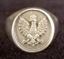 Polish Patriots Poland White Eagle January Uprising Sterling Silver Sz 7 Ring 7g