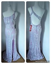 Size 11 Prom Dress NWT Lilac White Purple Sequin CITY TRIANGLES Sherri Hill Blon