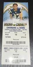 10/29/06 Rams Chargers Qualcomm Season NFL Ticket Stub Rivers TD #11 LT x 3 TDs