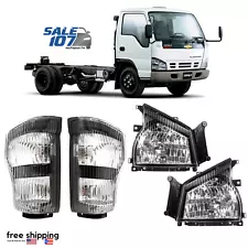 For 2004-2007 Isuzu NPR NQR 05-07 GMC W-4500 Headlights+Corner Light 4 Pc Set (For: GMC W4500 Forward)