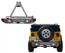 Vijay Rear Bumper w/Tire Carrier & Receiver Hitch For 1987-2006 Jeep Wrangler TJ