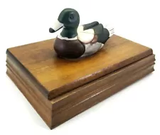 Wood Duck Box with Hinged Lid Cabin Decor Shallow Box