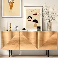 Mid Century Modern TV Stand for TVs up to 65" Boho Sideboard Buffet Cabine... .