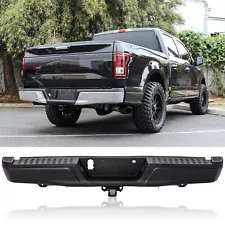 Black Rear Bumper Assembly fit 2015-2020 Ford F-150 W/ Tow Hitch W/O Park Holes