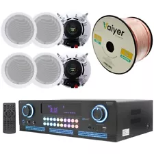 Home Theater System - 2000 W Bluetooth Amplifier w/ 6 QTY 6.5" Ceiling Speakers