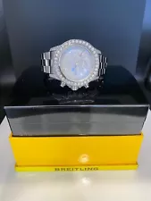 Breitling Super Avenger Diamond Bezel, Case and Lugs White Dial A13370