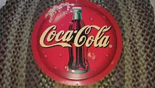 Coca Cola Button Sign, Round High Density Cardboard/Plastic, 2-Sided, 27 1/2 in