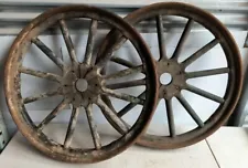 Pair Vintage Ford Model T 24" Wooden 12 Spoke Rear Wheels Missing Hubs