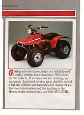 HONDA TRX125 ATV 1984 Vintage Print Article Ad Original Man Cave Garage Decor